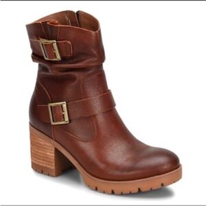Korks-Ease Women’s Amund MOTO LEATHER BUCKLE Boots BROWN  SIZE 7.5